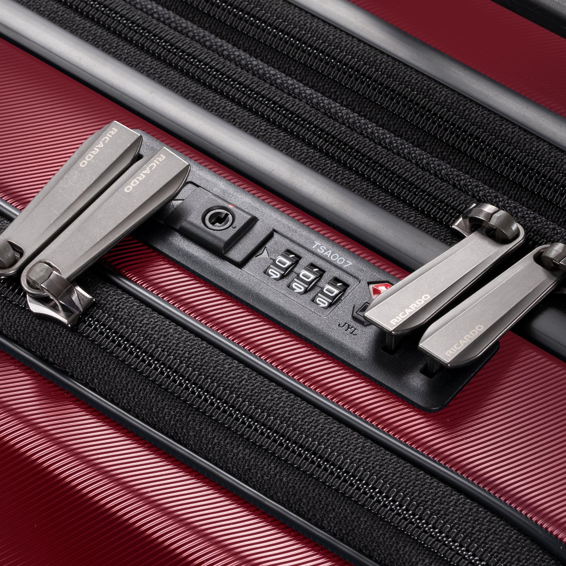 Ricardo Beverly Hills Brentwood Hardside FastAccess Front Opening Carry-On Expandable Spinner - Crimson
