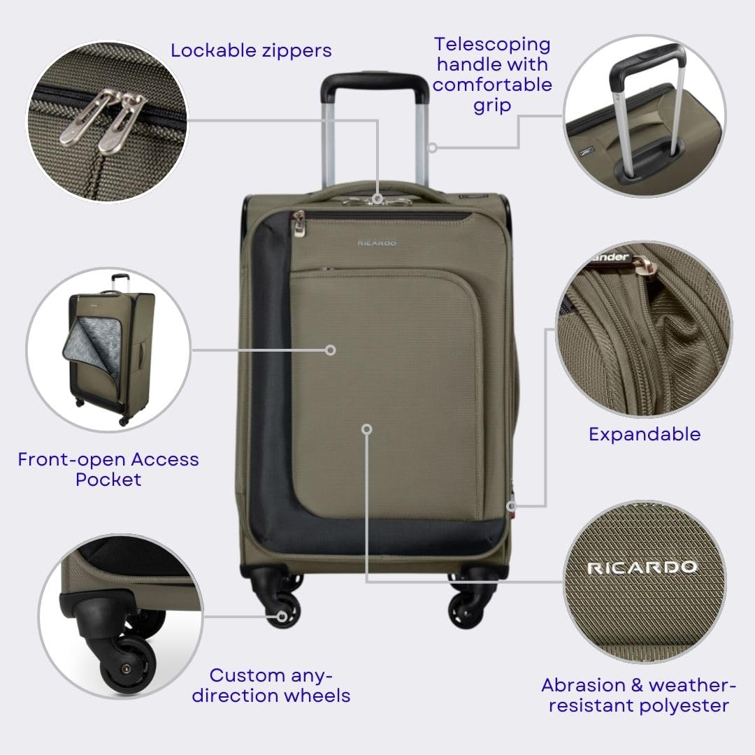 Ricardo Beverly Hills Aspen Springs Softside 2-Piece Set (20" Carry-On & 24" Medium Check-In) - Olive Green