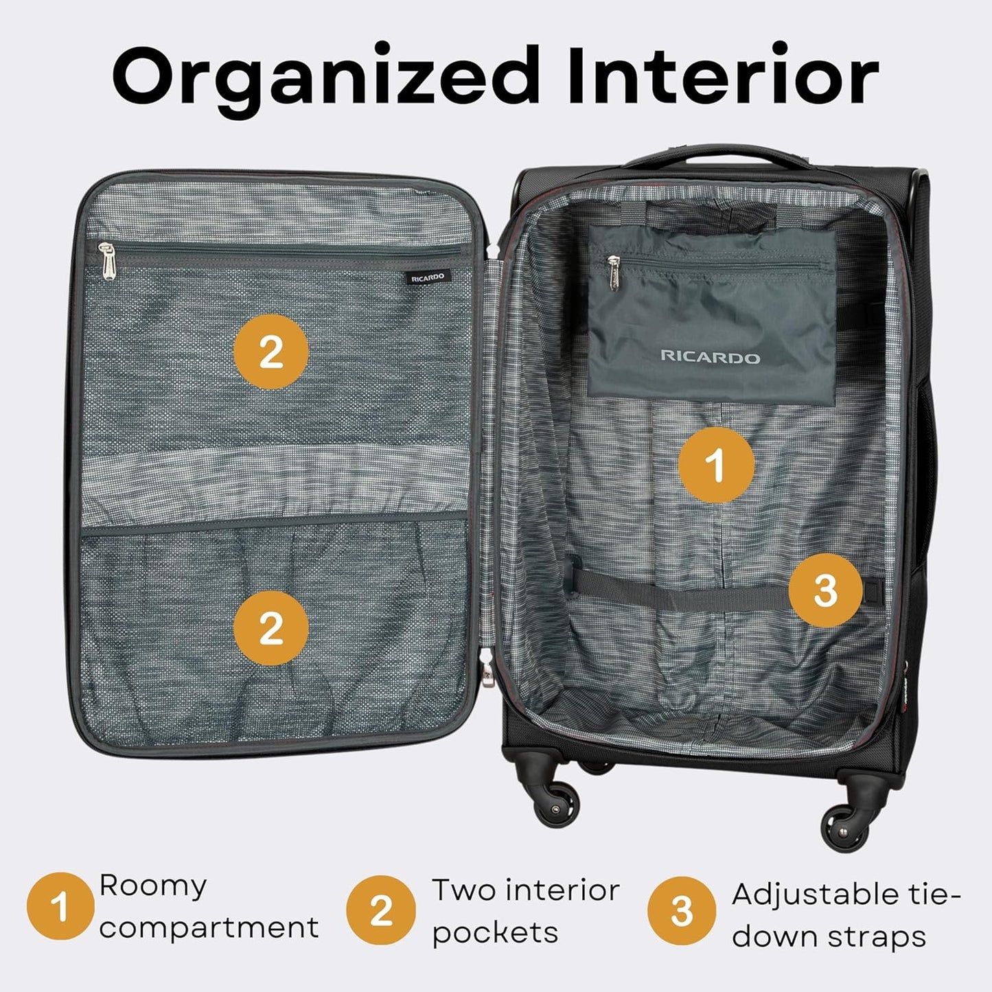 Ricardo Beverly Hills Aspen Springs Softside 2-Piece Set (20" Carry-On & 24" Medium Check-In) - Black