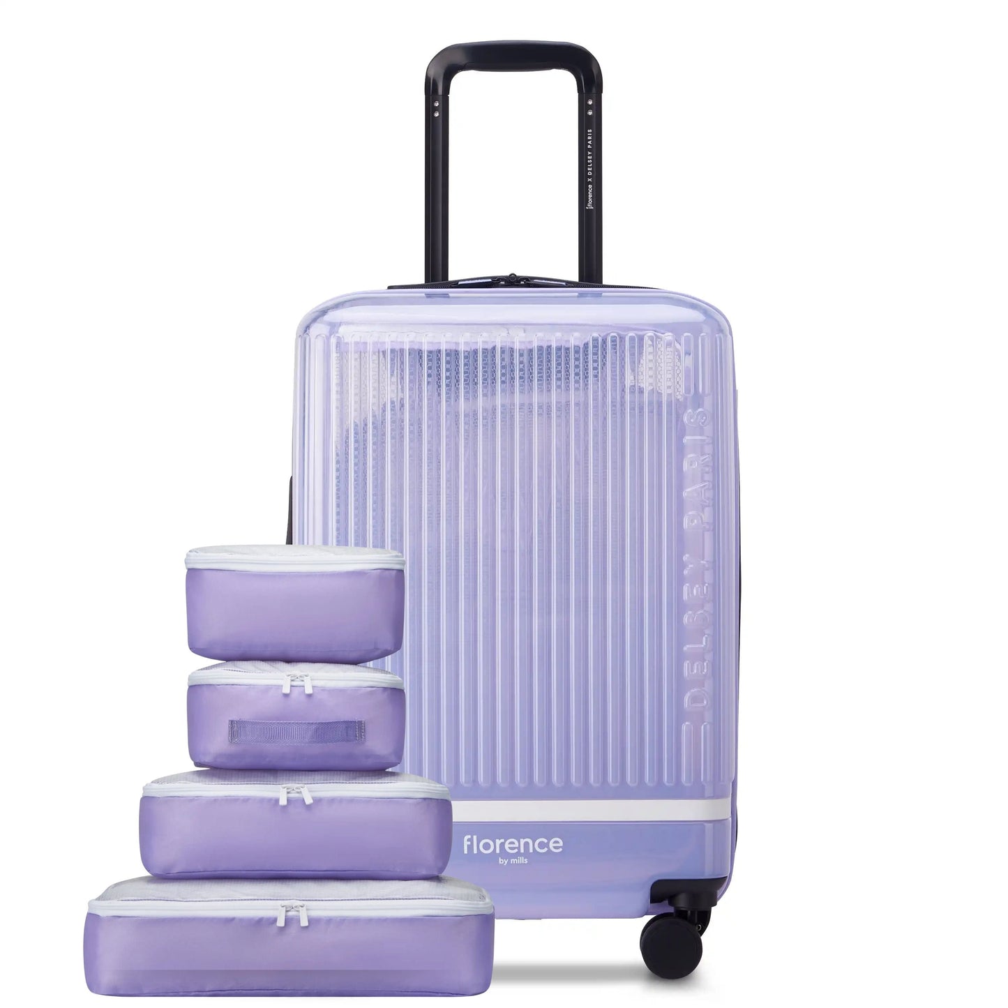 Delsey Florence By Mills X DELSEY PARIS GOTTA GLOW - Carry-On Plus Expandable Spinner - Translucent Purple