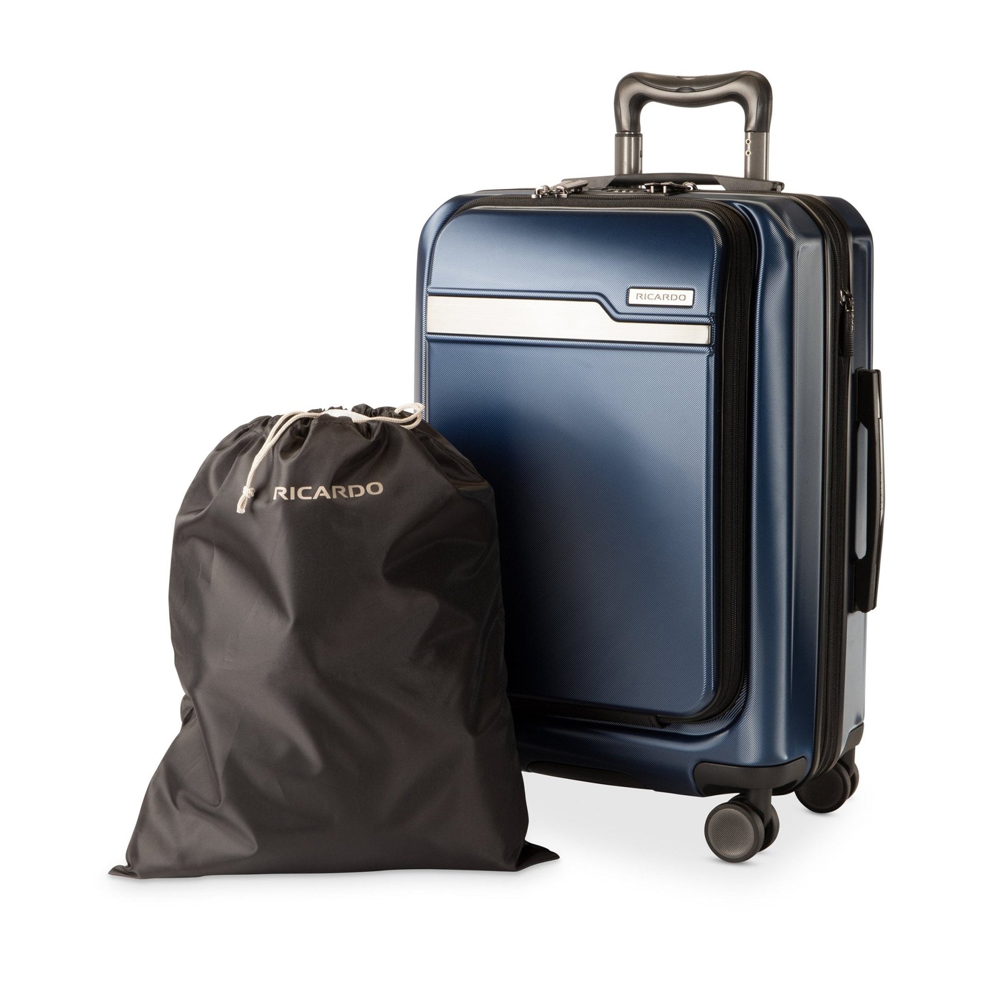 Ricardo Beverly Hills Brentwood Hardside FastAccess Front Opening Carry-On Expandable Spinner - Ocean Blue