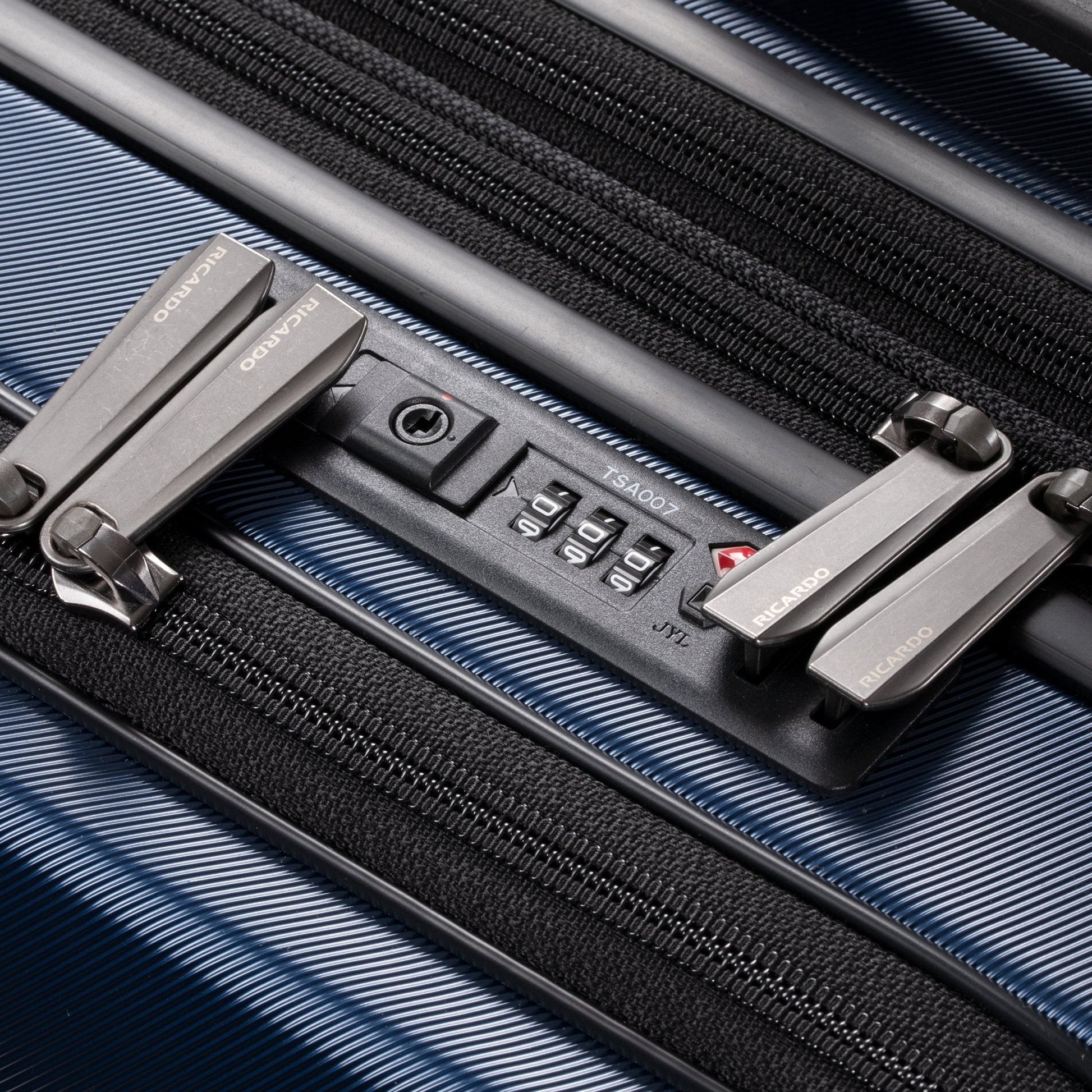 Ricardo Beverly Hills Brentwood Hardside FastAccess Front Opening Carry-On Expandable Spinner - Ocean Blue