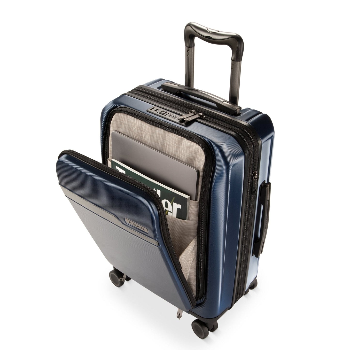 Ricardo Beverly Hills Brentwood Hardside FastAccess Front Opening Carry-On Expandable Spinner - Ocean Blue