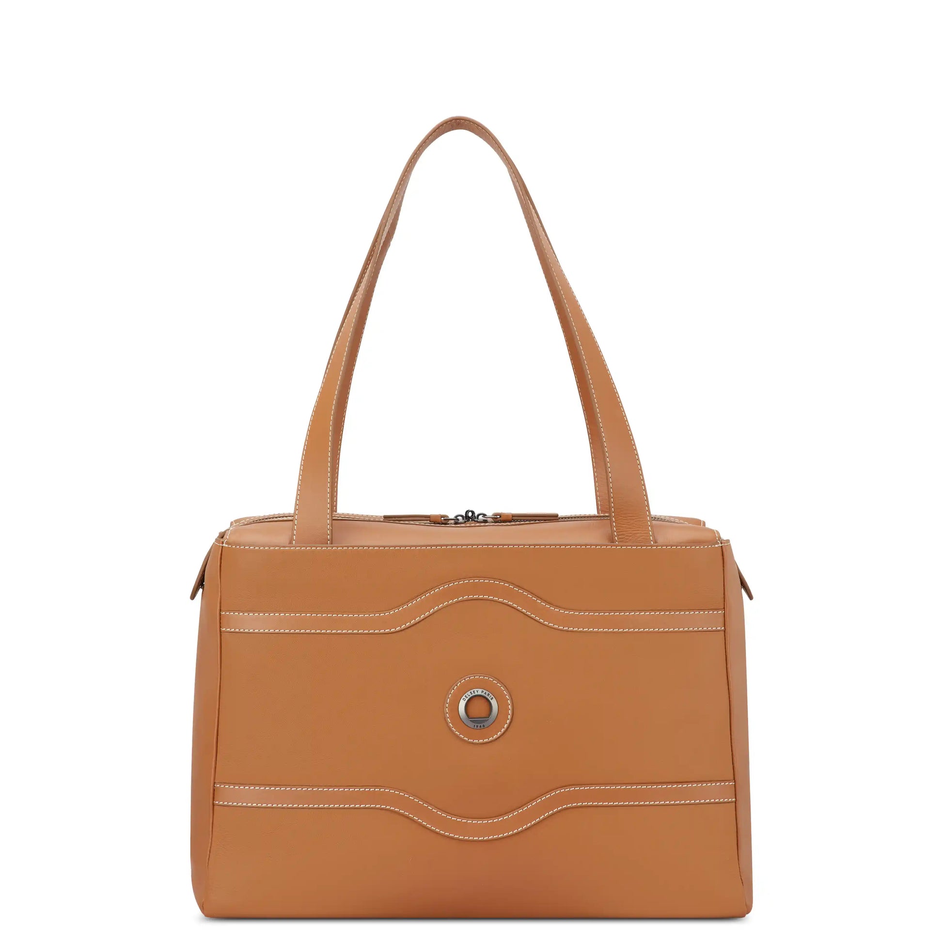 Delsey Chatelet Air 2.0 - Leather Shoulder Bag - Cognac