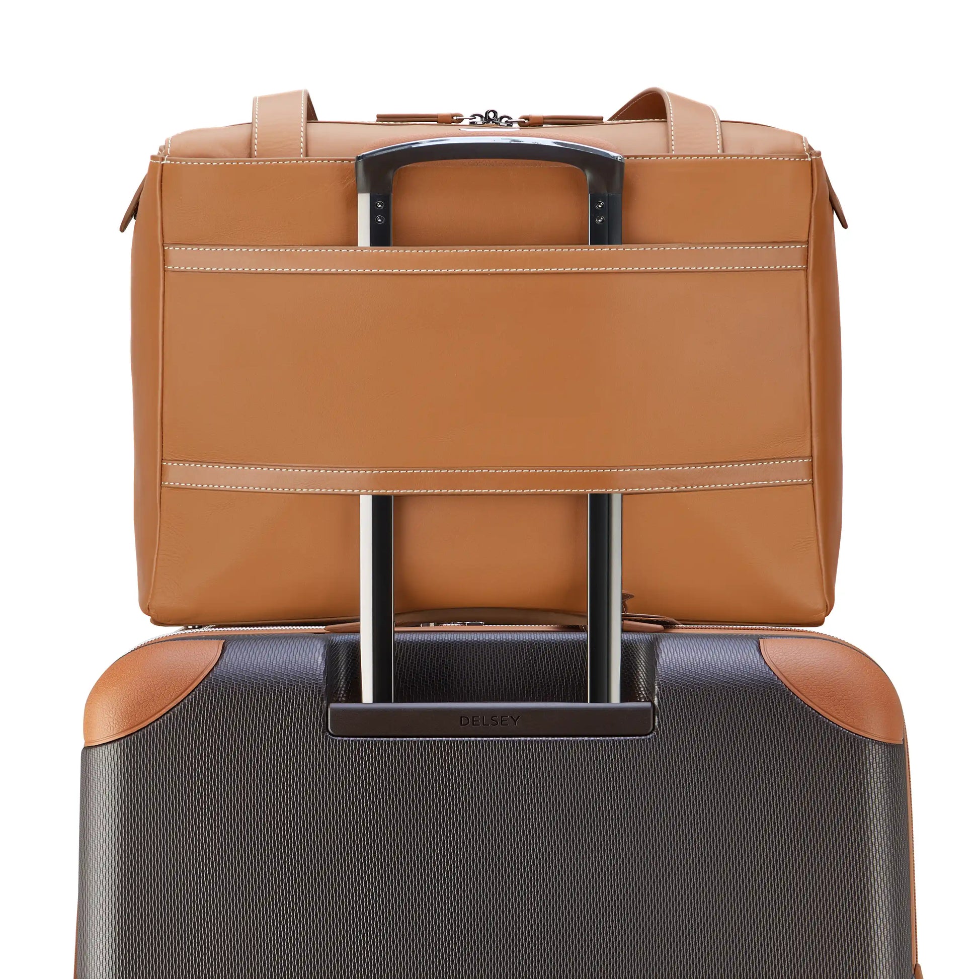 Delsey Chatelet Air 2.0 - Leather Shoulder Bag - Cognac