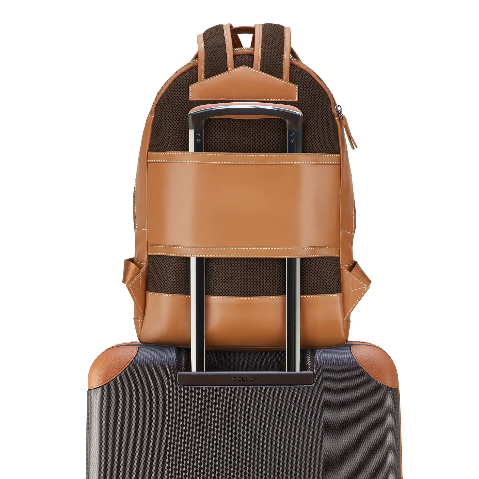 Delsey Chatelet Air 2.0 - Leather Backpack - Cognac