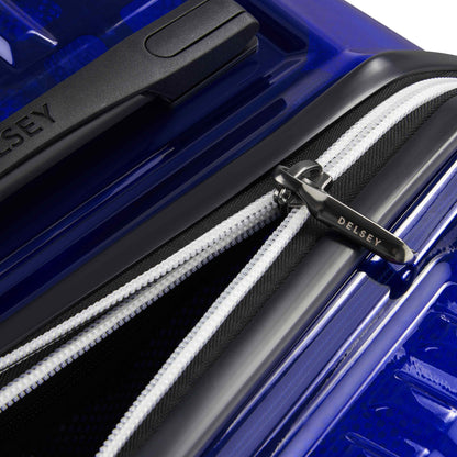 Delsey Rempart - Translucent Medium Trunk Expandable Spinner - Translucent Blue