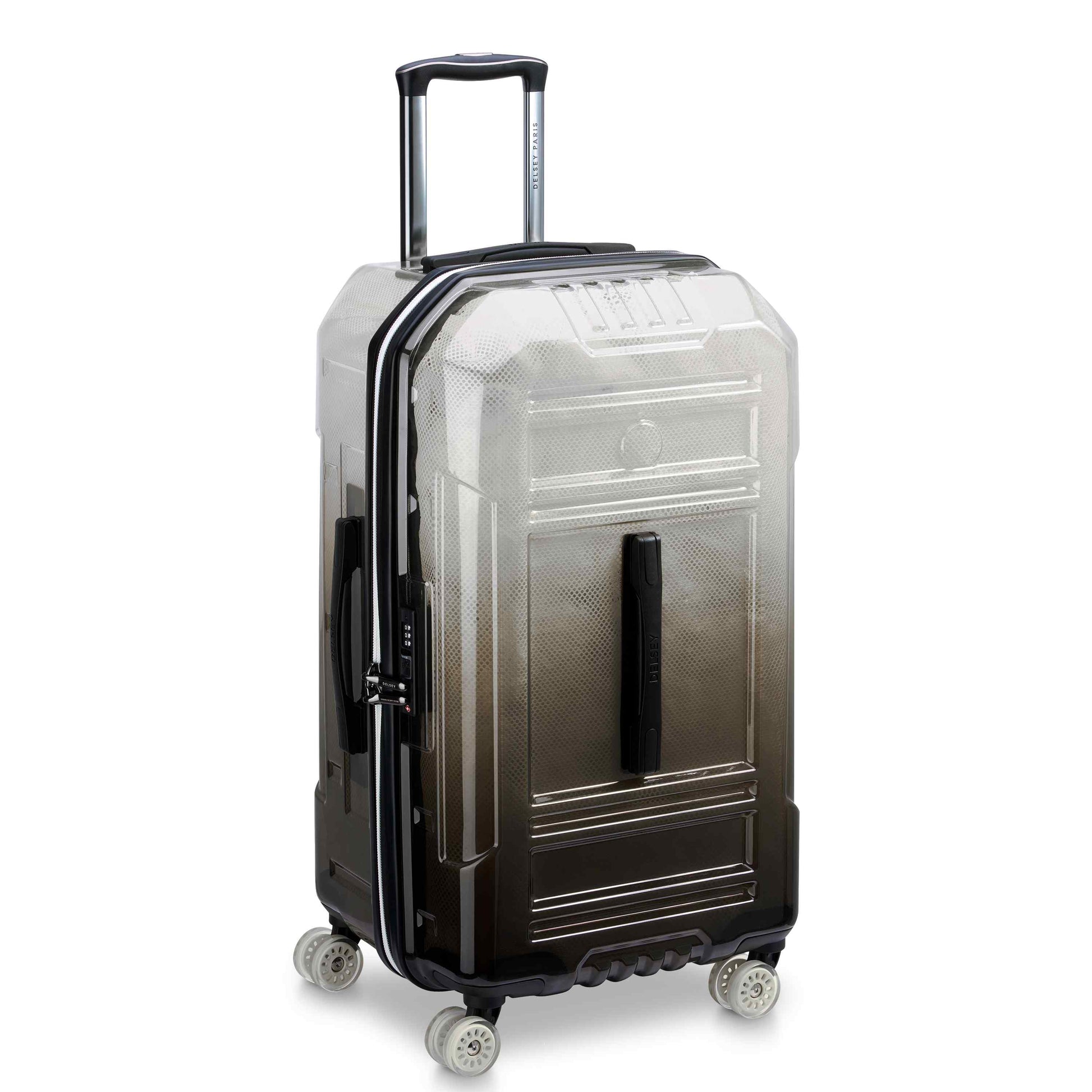 Delsey Rempart - Translucent Medium Trunk Expandable Spinner - Translucent Blue
