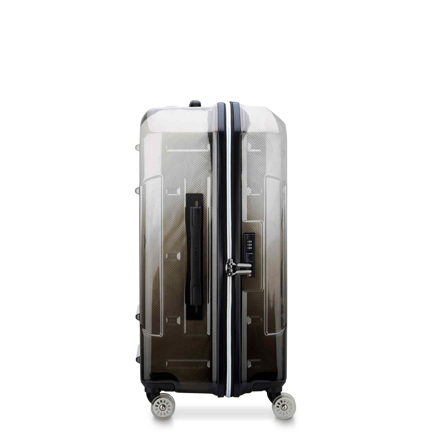 Delsey Rempart - Translucent Medium Trunk Expandable Spinner - Translucent White